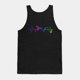 Field Spaniel Colorful Heartbeat, Heart & Dog Paw Tank Top